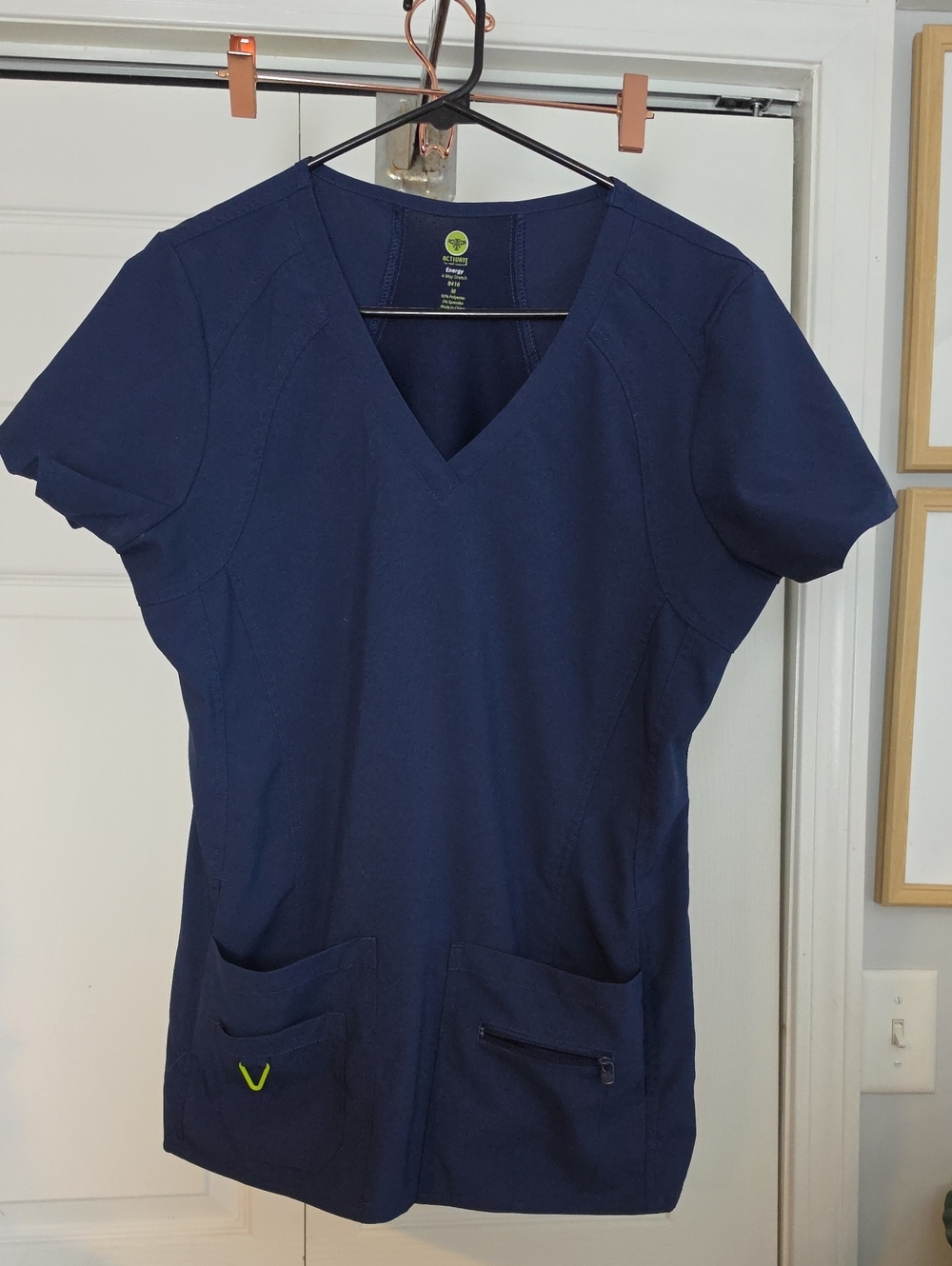 Med Couture Navy V-Neck Short Sleeve Scrub Top